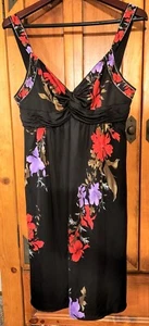 Tahari Womens Fit & Flare Midi Dress Black Floral Size 8 - Picture 1 of 3