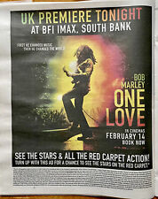 Bob Marley One Love Movie Premiere UK Newspaper Advert Poster Full Page 14x11”
