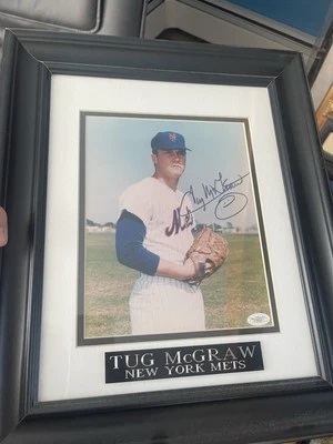 Tug McGraw autographed signed 8x10 photo MLB New York Mets Framed JSA COA RARE  - Image 1 of 2