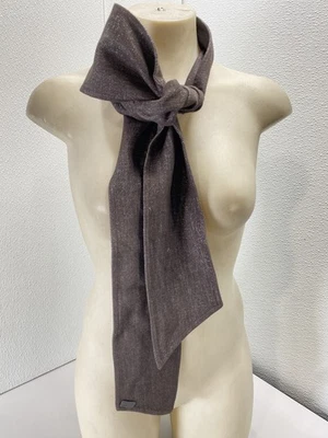 Brunello Cucinelli 女式闪闪发光无褪色牛仔布 Foulard 带 Monili Brown — 第 1/4 张图片