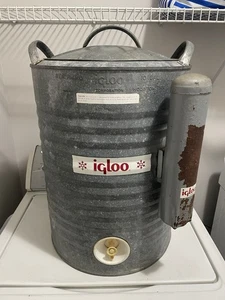Vintage Igloo Galvanized Metal 10 Gallon Water Cooler w/ Cup Holder - Picture 1 of 9