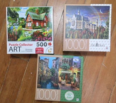 Лот (3) Пазлы запечатанный. Один 500 штук, два 1000 штук - Изображение 1 из 4