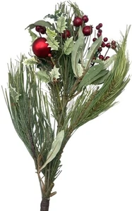 Weihnachten Kunstdeko Pflanze Tannenzweig Stechpalme Madrone Knolle Basteln LESEN - Bild 1 von 6