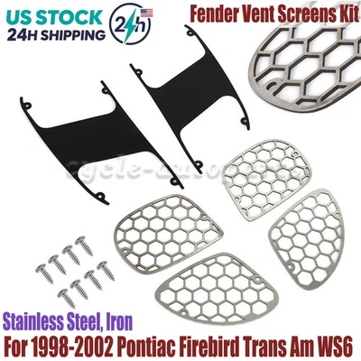 For Pontiac Firebird Trans Am WS6 Fender Vent Stainless Hex Screens 1998-2002 - Imagem 1 de 4