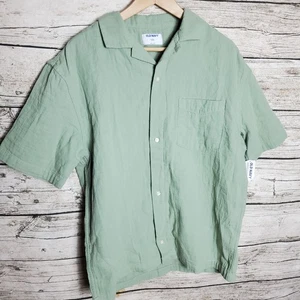 Camisa antigua verde marino manga corta abotonada talla mediana alta - Imagen 1 de 7