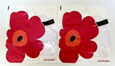 2 Bolso de Compras MARIMEKKO Unikko Vintage Plástico Estampado Floral Amapola Rosa Rojo Foto 1 de 3