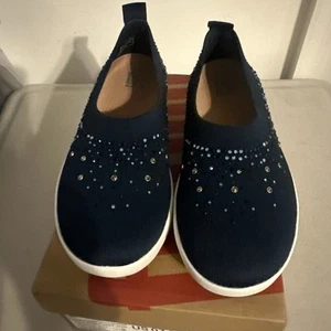 Ballerine ballerine FitFlop donna Uberknit blu scuro cristallo taglia 7 scarpe - Foto 1 di 5