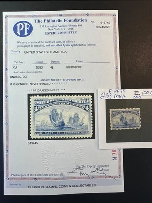 Scott #  233 MNH F-VF 75 Nice Stamp   SMQ Value $ 100.00  (3745) - Image 1 of 4