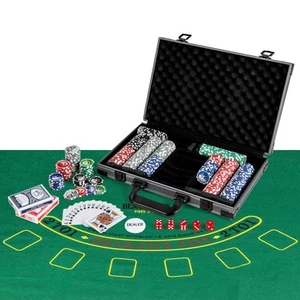 Texas Holdem Poker Chip Set w/400 Pieces Chips 2 Deck of Cards & Dealer Button - Picture 1 of 10