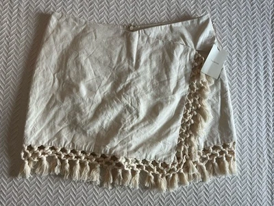 Falda corta Tularosa Lexi en marfil, borlas talla XL nueva con etiquetas Foto 1 de 4