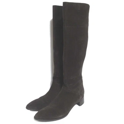 JIL SANDER Botas Largas Gamuza, Talla 35.5 Marrón Oscuro Mujer USADAS Foto 1 de 4