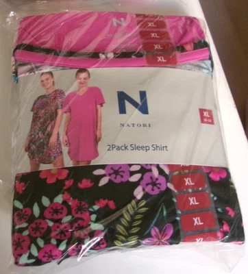 Pack de dos camisas de dormir Natori talla XL (vestido talla 16-18) estampado floral y rosa Foto 1 de 3