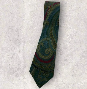STEFANO RICCI VINTAGE Silk Tie ITALY Gray Green Paisley W:3.1" EUC - Picture 1 of 4