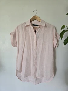 New Ralph Lauren Pink Linen Small Womens Short Sleeve Top Lightweight Blouse NWT - Picture 1 of 9