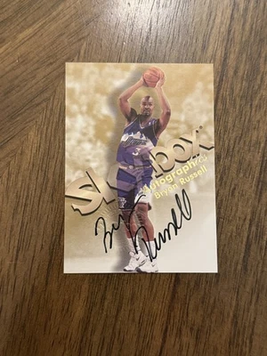 Bryon Russell 1996-97 Skybox Premium Autographics Black Ink Utah Jazz - Image 1 of 2