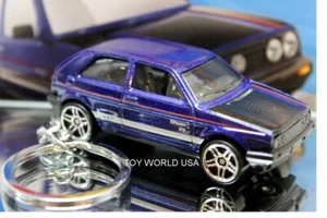 Custom Key Chain VW Volkswagen Golf MK2 mf drk blue - Picture 1 of 1
