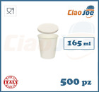 500 Vasos De Papel 165ML Con Tapas En Cartulina Vidrio Blanco Agua