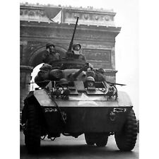 US Army WWII Greyhound Armoured Car Paris 1944 Photo XL Wall Art Canvas Print