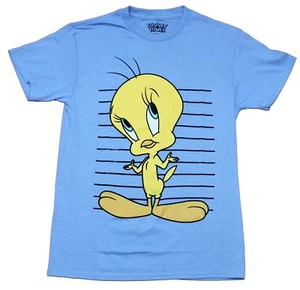 Looney Tunes Adult New T-Shirt - Shrugging Tweety Bird Over Lines - Picture 1 of 1
