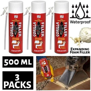 3X Gorilla Filler Weatherproof Expanding Foam Fills Seals Cracks & Gaps 500ml - Picture 1 of 1