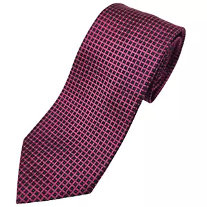 Lauren Ralph Lauren Tie 100% Silk Fuschia Pink Squares Standard Contemporary - Foto 1 di 6