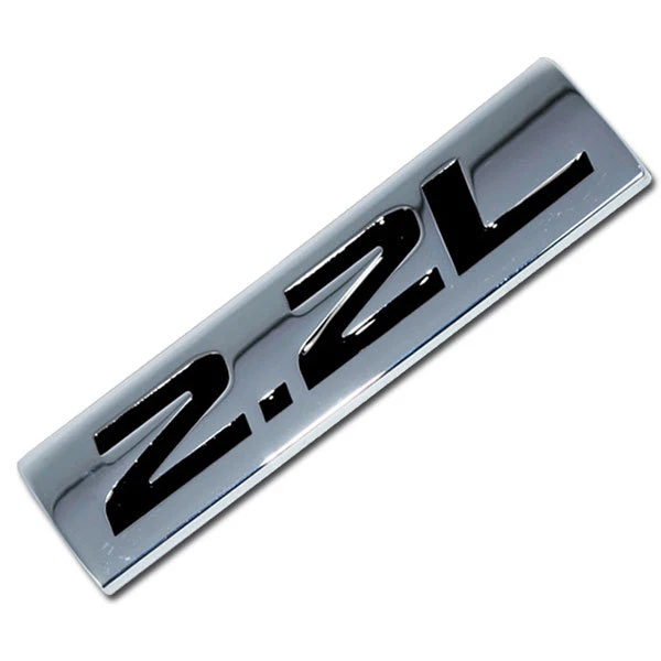 CHROME/BLACK METAL 2.2L ENGINE RACE MOTOR SWAP EMBLEM BADGE FOR TRUNK HOOD DOOR - Image 1 of 1