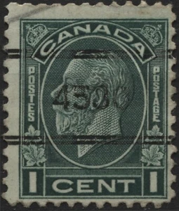 Canada 195xx 1c green KGV medalian, style 13 (4530) precancel #Toronto-13-195 - Picture 1 of 1