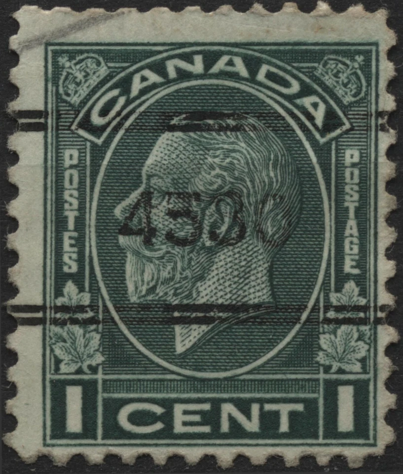 Canada 195xx 1c green KGV medalian, style 13 (4530) precancel  #Toronto-13-195 - Image 1 of 1