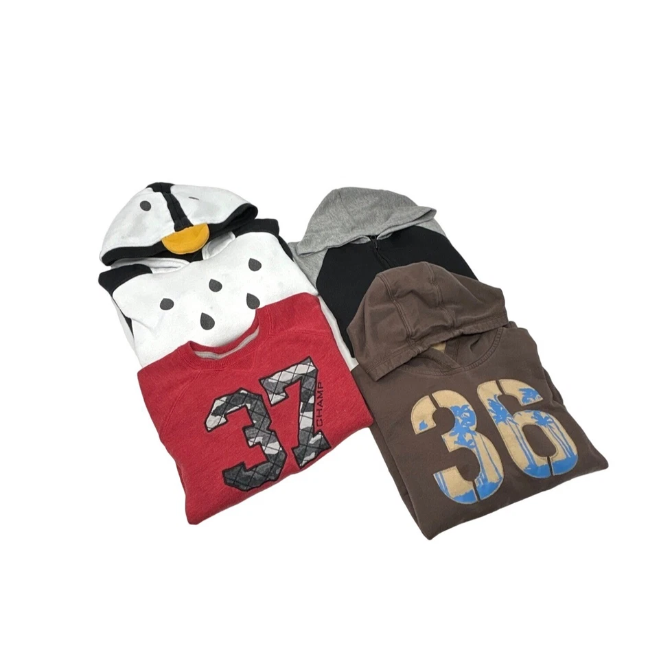 Boy's Sweatshirts - Brown, White, Black, & Red - 3 Hooded -- 1 No Hood - Size 5 - Image 1 of 4