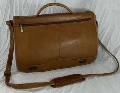 Gran Bolso Mensajero Maletín Vintage Auténtico Cuero Tostado Hecho en Colombia Foto 1 de 4