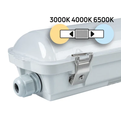 Lampada industriale led 60cm 18W potenza regolabile tricolor IP66 plafoniera - Immagine 1 di 4