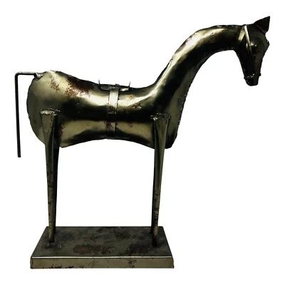 Arte Metal Caballo Escultura Funky Soldado 14" Alto Acero y Latón Estilizado Caballo Foto 1 de 4