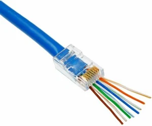 100X RJ45 Cat 5/5e Cat6 EZ PASS-THROUGH Connector Ethernet Network Cable Plug UK - Picture 1 of 6