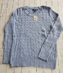 Women's Size Small Karen Scott Cable Knit Sweater In Light Blue Heather-NWT - Picture 1 of 14