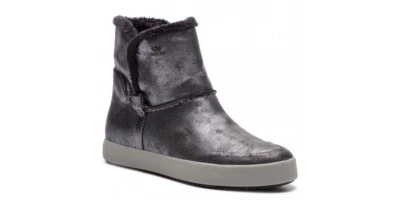 Geox Bottes isolées en cuir gris anthracite Blomiee pour femme - Photo 1/3