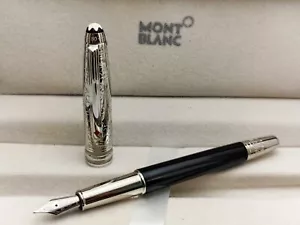 Smooth Montblanc Meisterstuck Black Body + Silver Cap Fountain Pen | Empty Ink - Picture 1 of 7