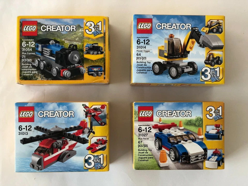 Set of 4 Lego Creator Blue Racer Power Digger Helicopter Blue Express - NEW - Image 1 of 1