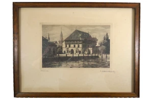 Konzil in Konstanz - Radierung im Rahmen, um 1900, signiert - Bild 1 von 3