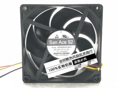 1 pcs Sanyo 9225 9CM 9GA0924J401 24V 0.2A inverter equipment cooling fan. - Image 1 of 2