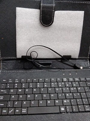 Universal 7 inch Tablet Case with PC Keyboard and Flip Stand, Black - Image 1 of 4