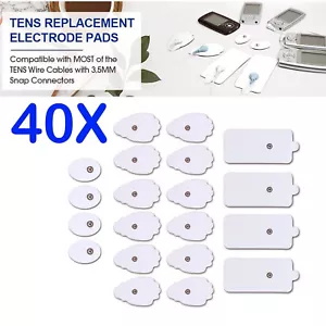 40PCS Snap On Replacement Pads For Pulse Massager & Electrode Tens Unit US - Picture 1 of 10
