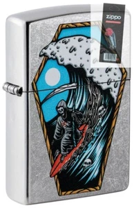 Zippo 49788 Reaper Surfer Design Street Chrome Windproof Lighter + FLINT PACK - Picture 1 of 1
