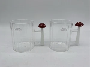 Rote Kappe weiße Punkte Pilz weißer Griff Kaffee Tee Glas Becher Tasse - 2er Set - Bild 1 von 22