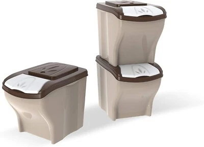 CONTENITORI BIDONI SECCHIO RACCOLTA DIFFERENZIATA BAMA Poker Pet SET 3Pz - Immagine 1 di 2