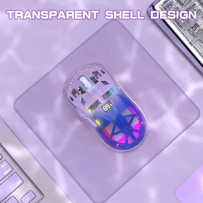 FREEWOLF A2 Wireless Transparent Gaming Mouse Dual Mode BT 5.0/2.4G Silent Mouse - Image 1 of 4