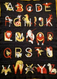 Kids Alphabet and Animals Throw Blanket Black 30x40 Lapghan - Picture 1 of 11