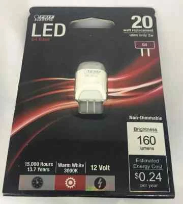 LED Replacement G 4 Feit Electric 2W Light Bulb G-4 Base 20 Watts New - Image 1 of 2