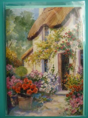Any Occasion Greeting Card COTTAGE 3-D Embellished Blank Inside Paper Magic Grp - Image 1 of 2