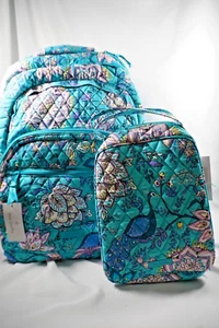 Vera Bradley Essential Large Backpack & Lunch Bunch PEACOCK GARDEN NWT Exact 1 - Picture 1 of 8