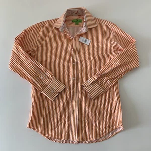 NEW Bristol & Bull Long Sleeve Striped Button Front Shirt Men's M Orange White - Picture 1 of 5